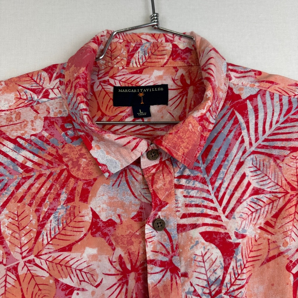 Margaritaville Tropical Hibiscus Shirt Men's Large Red Excellent Rayon‎ - Picture 6 of 11